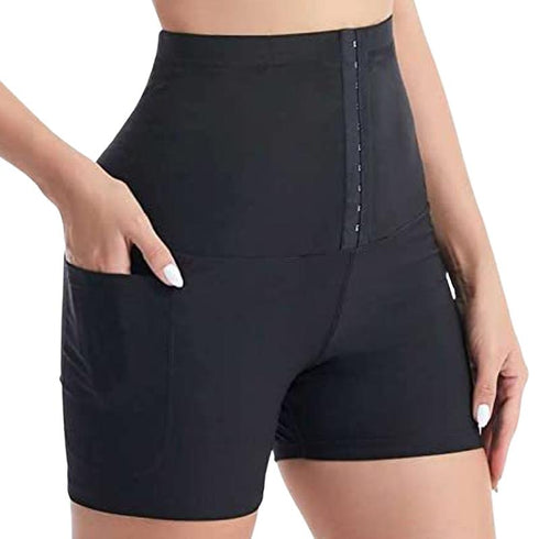 Women's Sauna Thigh Lift High Waist Shorts Shapewear with Pocket
