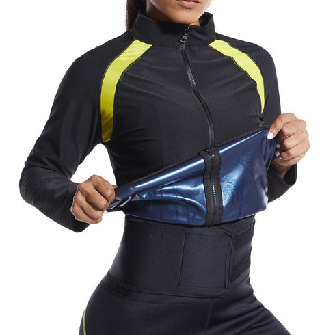 Women's Sauna Workout Body Shaper Zipper Long Sleeve Tops