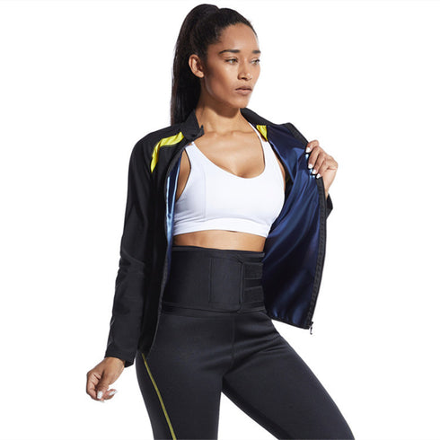 Women's Sauna Workout Body Shaper Zipper Long Sleeve Tops