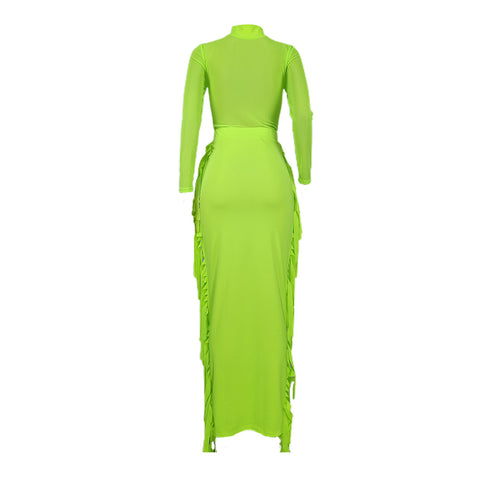 Women's See-through Gauze Blouse Skirt Two Piece Outfits Set