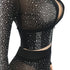Women's Sequins Deep V-Neck Nightclub Two Piece Outfits