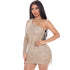 Women's Sexy Beaded Piece Diagonal Shoulder Cocktail Dresses