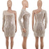 Women's Sexy Beaded Piece Diagonal Shoulder Cocktail Dresses