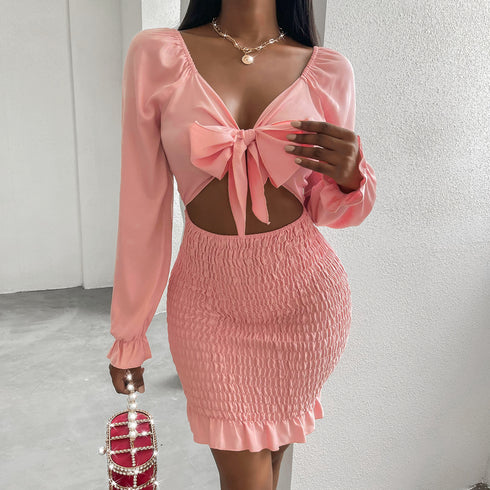 Women's Sexy Crop Long Sleeve Bodycon Dresses