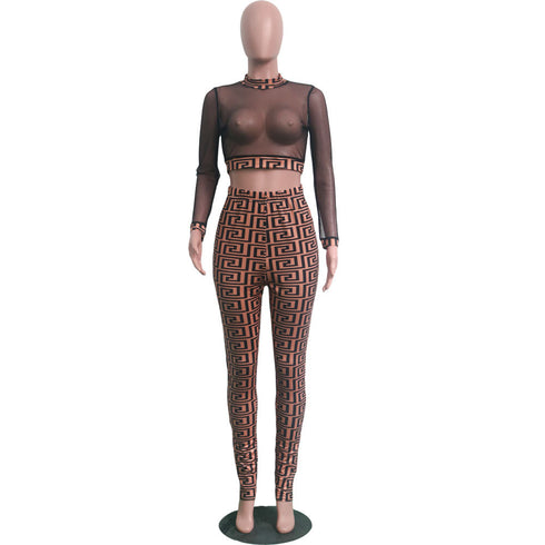 Women's Sexy Crop Tops Pencil Pants Two Piece Outfits