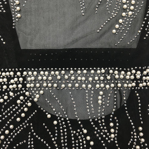 Women's Sexy Fluoroscopy Gauze Long Sleeve Cocktail Dress