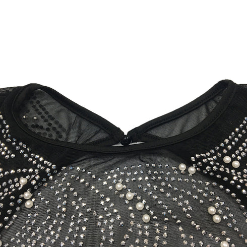 Women's Sexy Fluoroscopy Gauze Long Sleeve Cocktail Dress