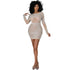 Women's Sexy Fluoroscopy Gauze Long Sleeve Cocktail Dress
