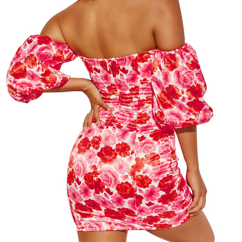 Women's Sexy Halter Off Shoulder Hip Wrap Dress