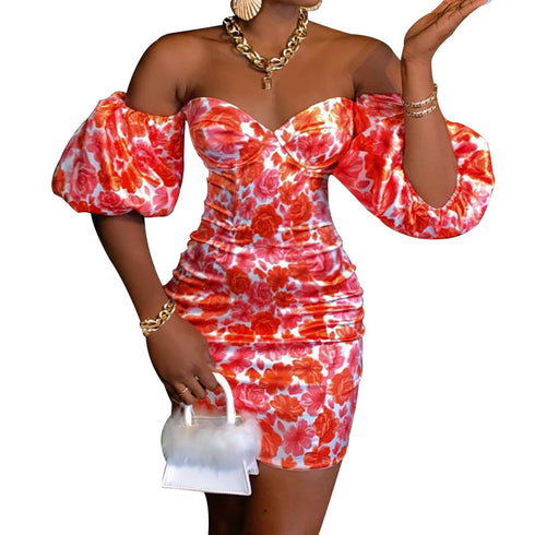 Women's Sexy Halter Off Shoulder Hip Wrap Dress