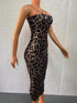 Women's Sexy Halter Sleeveless V Neck Leopard Dress