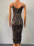 Women's Sexy Halter Sleeveless V Neck Leopard Dress