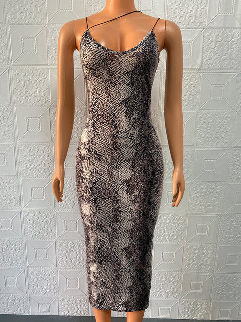 Women's Sexy Halter Sleeveless V Neck Leopard Dress