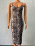 Women's Sexy Halter Sleeveless V Neck Leopard Dress