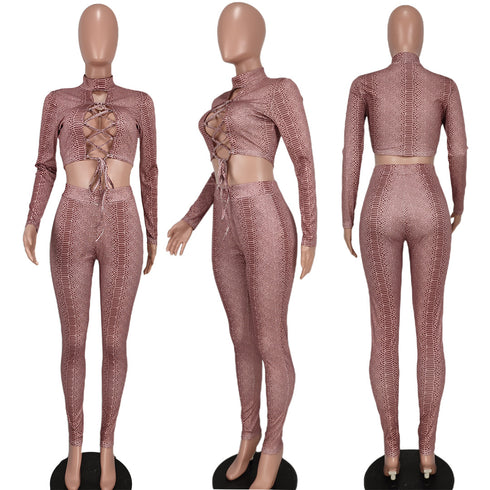 Women's Sexy Hollow-out Printed Two Piece Outfits