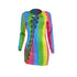 Women's Sexy Hollowed-out Rainbow Print Dresses