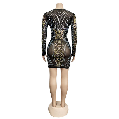 Women's Sexy Long Sleeve Bodycon Nightclub Dress