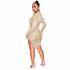 Women's Sexy Long Sleeve Cocktail Fringed Dresses