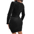 Women's Sexy Long Sleeve V Neck Hip Wrap Cocktail Dress