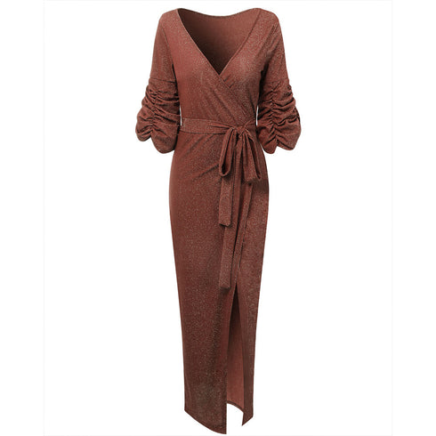 Women's Glitter Cut Out Bodycon Flowy Maxi Long Dresses