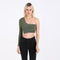 Women's Sexy One Shoulder Long Sleeve Crop Tops