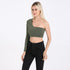 Women's Sexy One Shoulder Long Sleeve Crop Tops