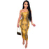 Women's Sexy Plus Size Snakeskin Gown Halter Dress