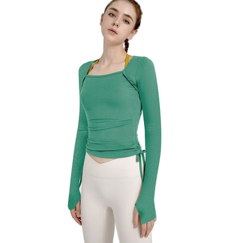 Women's Sexy Side Drawstring Yoga Running Sweatshirts