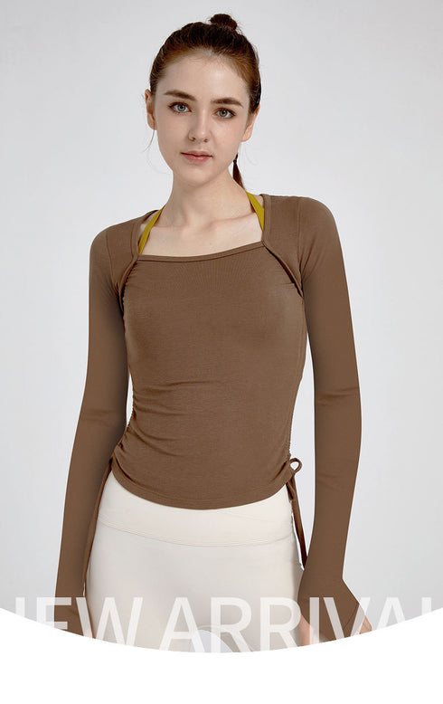 Women's Sexy Side Drawstring Yoga Running Sweatshirts