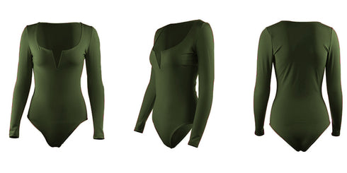Women's Sexy Slim Long Sleeve Deep V Neck Rompers
