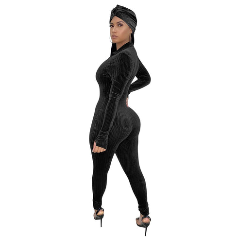 Women's Sexy Solid Color Jumpsuit V Neck Zipper Romper