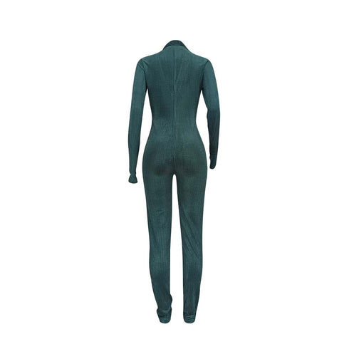 Women's Sexy Solid Color Jumpsuit V Neck Zipper Romper