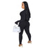 Women's Sexy Solid Color Metal Chain Long Sleeve Jumpsuit