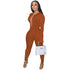 Women's Sexy Solid Color Metal Chain Long Sleeve Jumpsuit