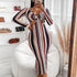 Women's Sexy Stripes Hip Wrap Breast Wrap Long Dress
