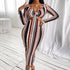 Women's Sexy Stripes Hip Wrap Breast Wrap Long Dress