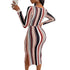 Women's Sexy Stripes Hip Wrap Breast Wrap Long Dress