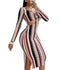 Women's Sexy Stripes Hip Wrap Breast Wrap Long Dress