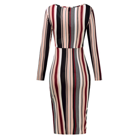 Women's Sexy Stripes Hip Wrap Breast Wrap Long Dress