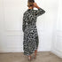 Women's Sexy V-neck Leopard Print Long Sleeve Chiffon Dress