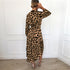 Women's Sexy V-neck Leopard Print Long Sleeve Chiffon Dress