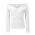 Women's Sexy V-neck Pure Color Knitwear Sweatshirt