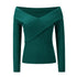 Women's Sexy V-neck Pure Color Knitwear Sweatshirt