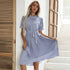 Women's Short Sleeve Polka-dot Strappy Pleated Dresses
