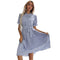 Women's Short Sleeve Polka-dot Strappy Pleated Dresses