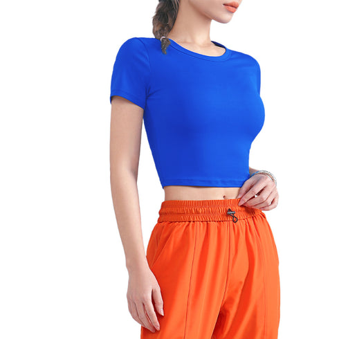 Women's Short Sleeve Round Neck Slim Yoga Sport T-Shirt