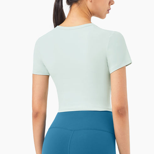 Women's Short Sleeve Round Neck Slim Yoga Sport T-Shirt