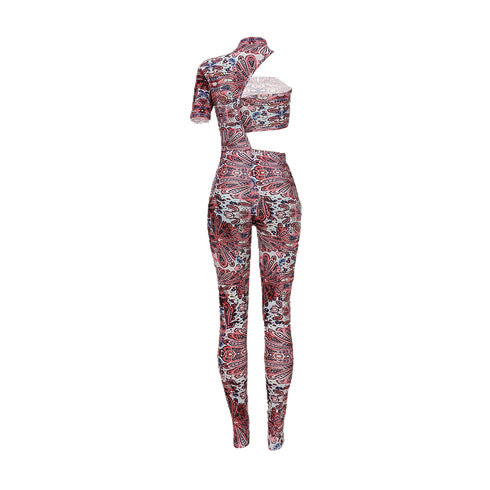 Women's Short Sleeve Sexy Print Stylish Jumpsuits