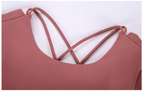 Women's Short Sleeve Sport Yoga T-Shirt with Bra Pads