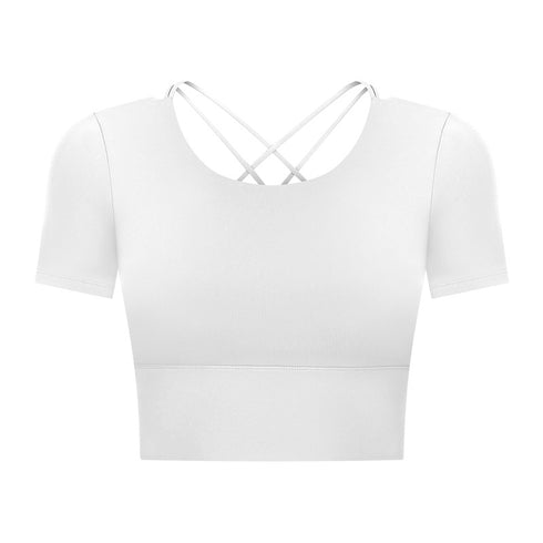 Women's Short Sleeve Sport Yoga T-Shirt with Bra Pads